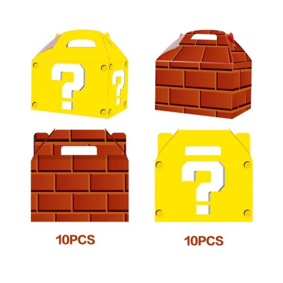 Mario Party Themed Party Favor Boxes 20 Pack Brick & Question Block - Picture 1 of 5